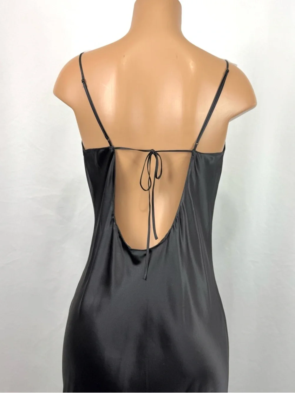 Y2K Victoria's Secret Silk Black Draped Bias Cut Vintage Maxi Gown Slip Dress L